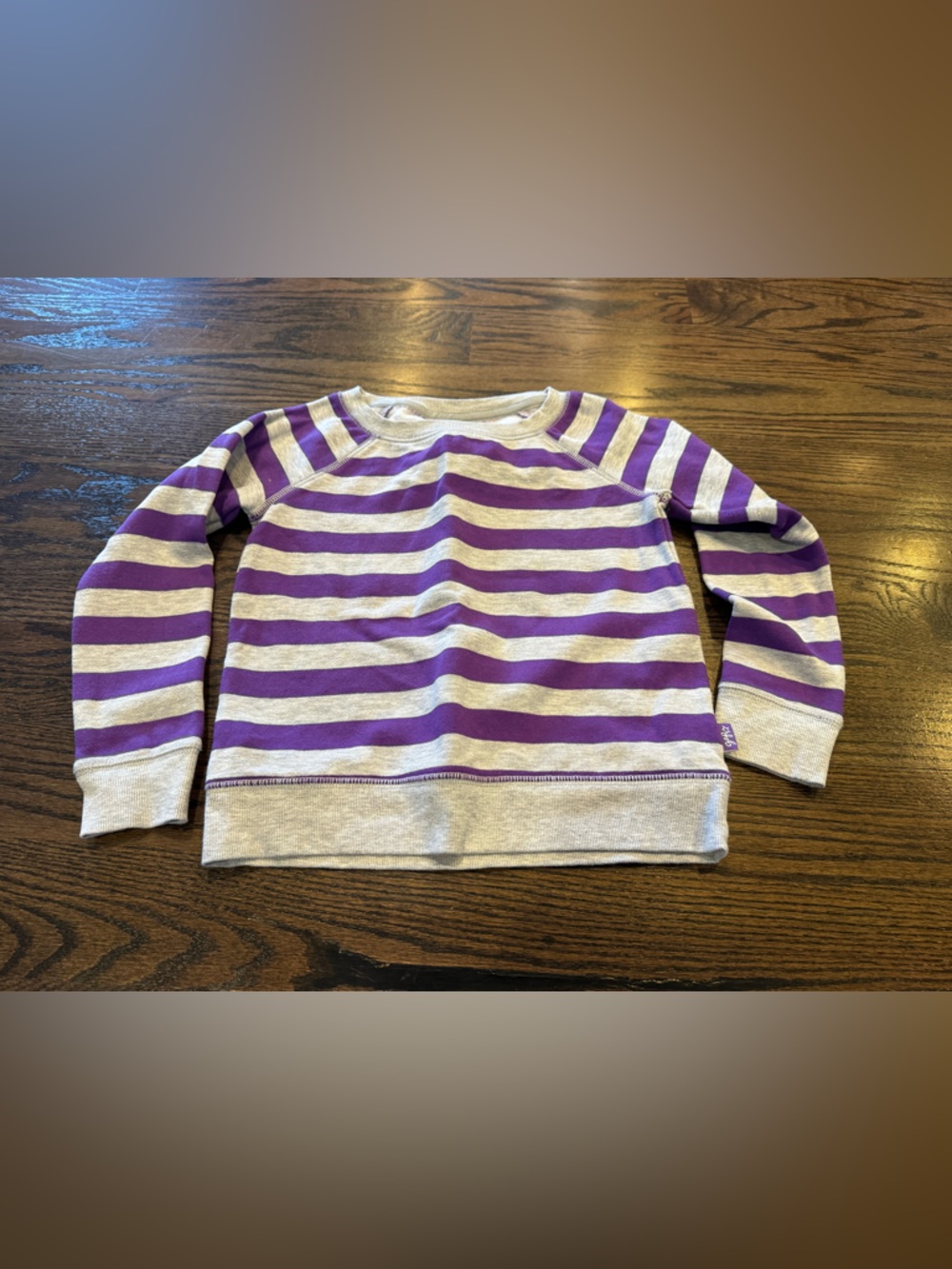 GAP Kids Purple and light gray Striped Raglan Sweater